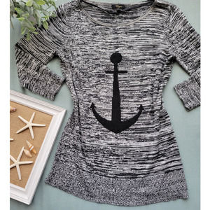 Anthropologie Cupio Anchors Away sweater heather long sleeve round neck boating